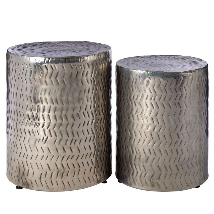 Fifty Five South Templar Antique Nickel Finish Iron Round Stools